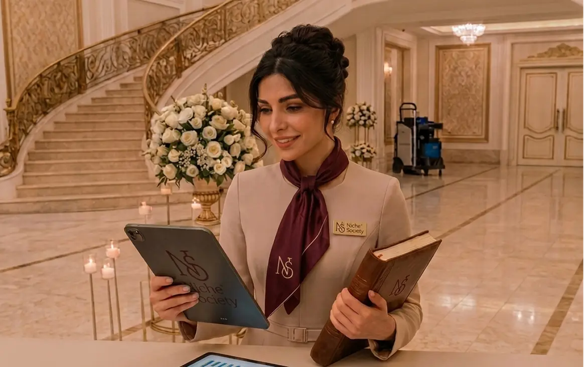 Niche Society concierge in a luxury venue lobby