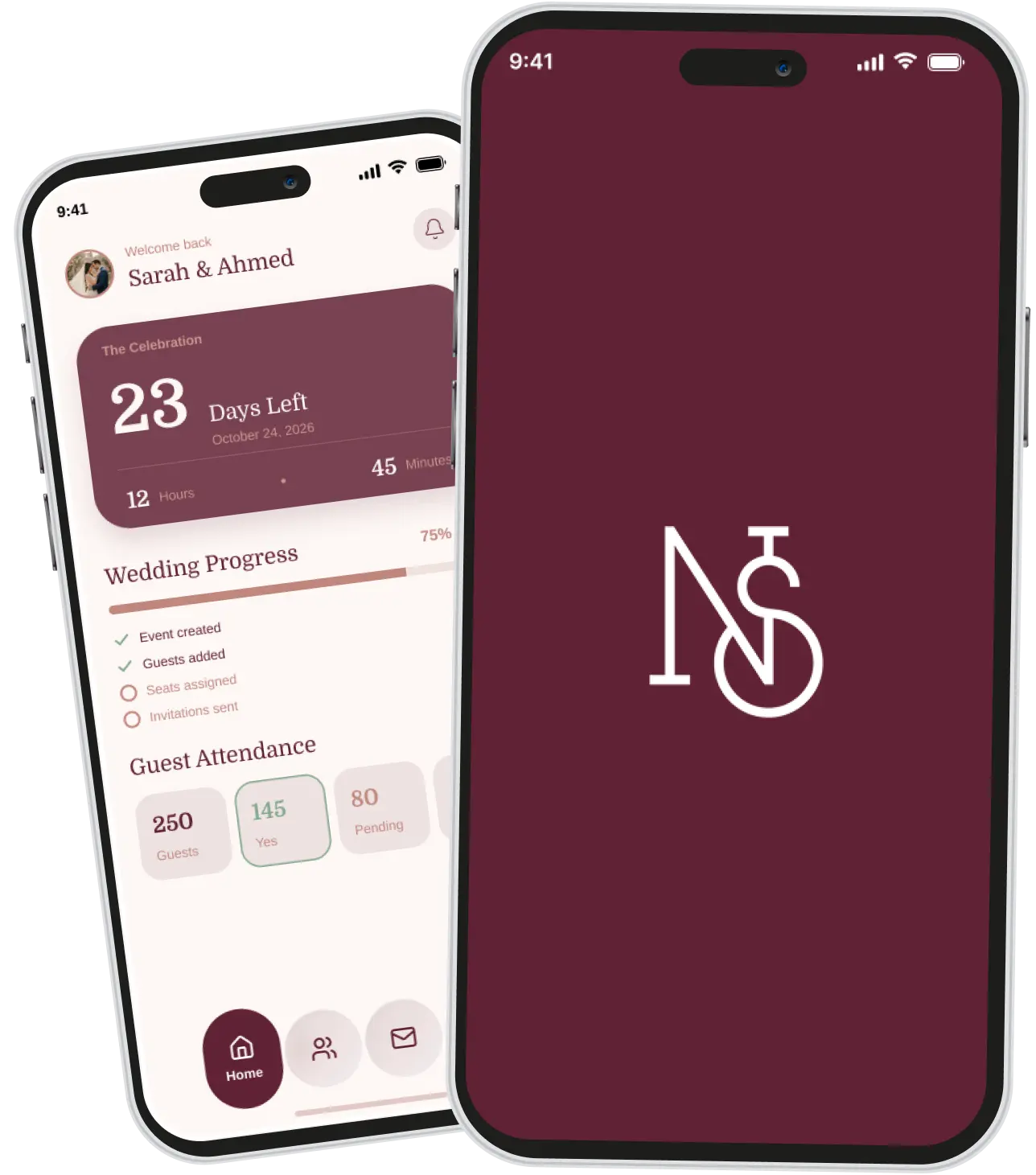 Niche Frontdesk mobile app on two phones