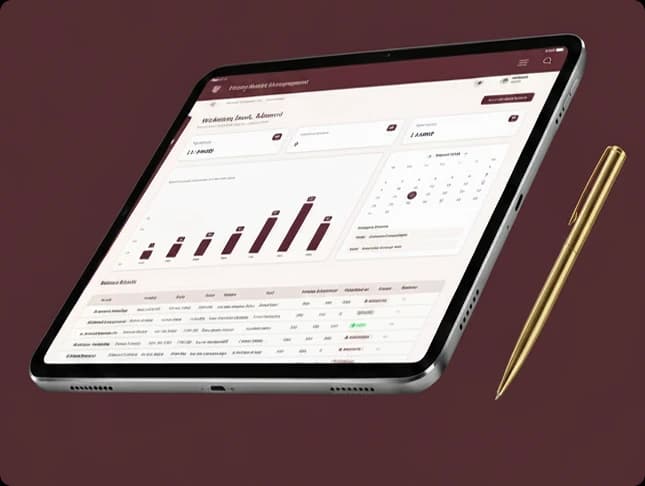 Tablet showing event analytics and planning tools