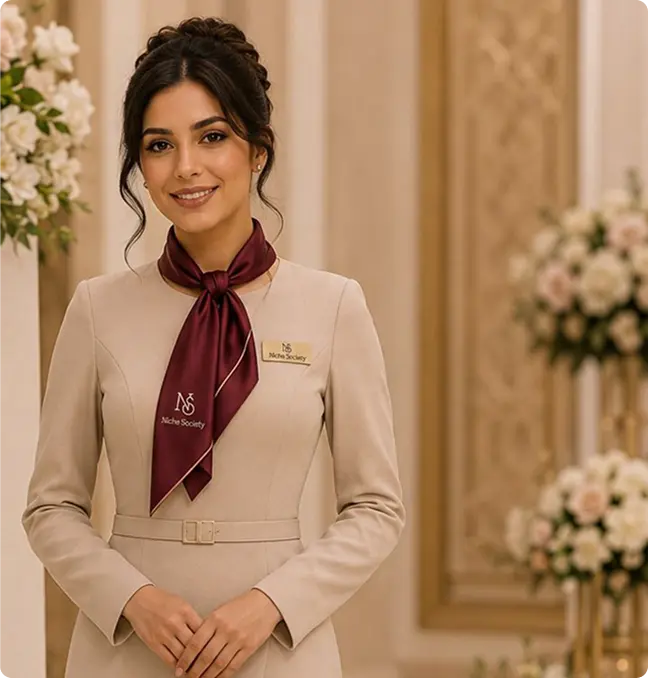 Hospitality team member in professional uniform